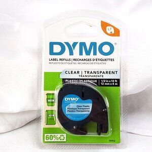 DYMO LetraTag Label Tape Refills Clear Plastic 1/2" X 13 Durable Tear-Resistant